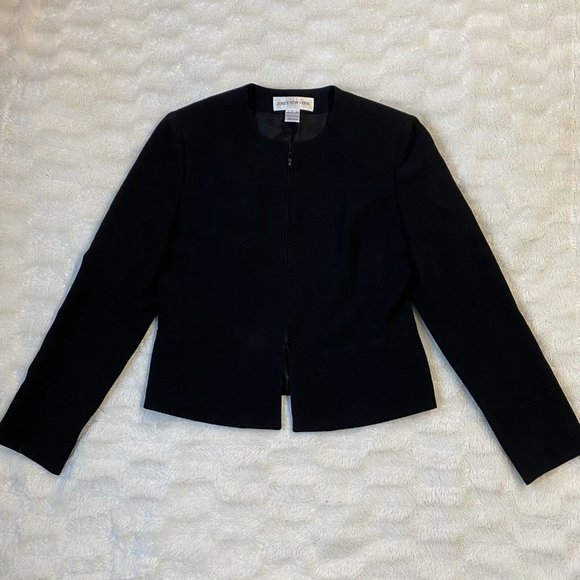 Jones New York Womens Black Polyester Blend Long Sleeve Full Zip Jacket Size 8 - Picture 1 of 9